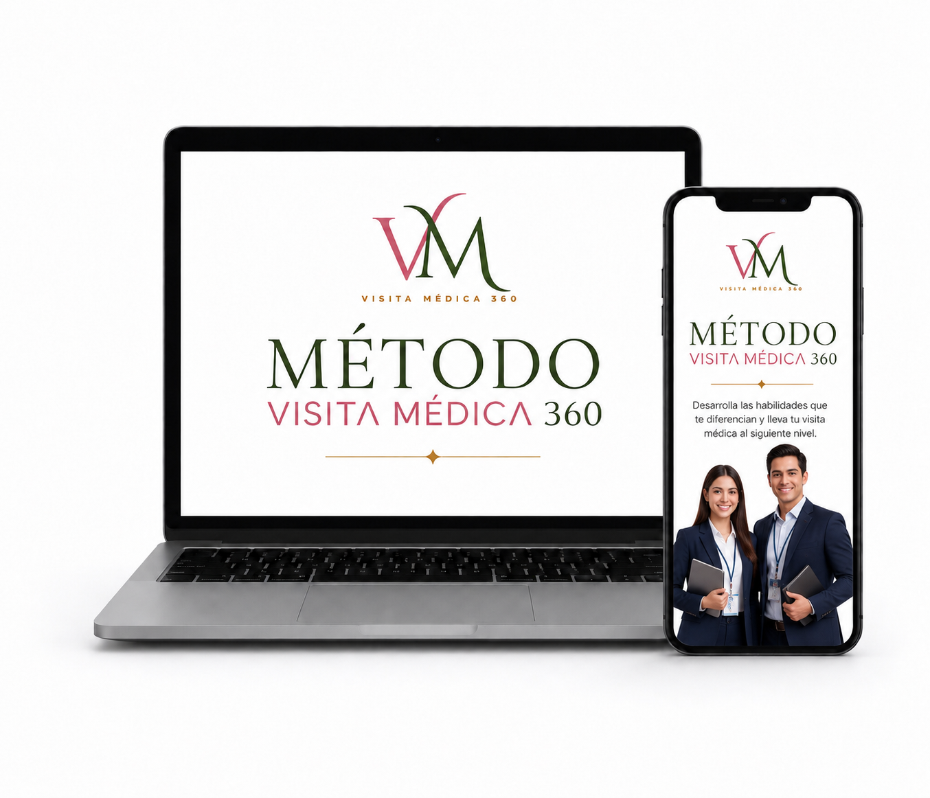 Método Visita Médica 360 disponible en laptop y móvil